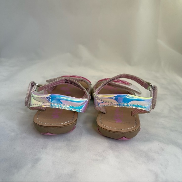 Baby girl Silver and Pink Sandals with Adjustable Straps toddler Size 5 - Picture 4 of 8